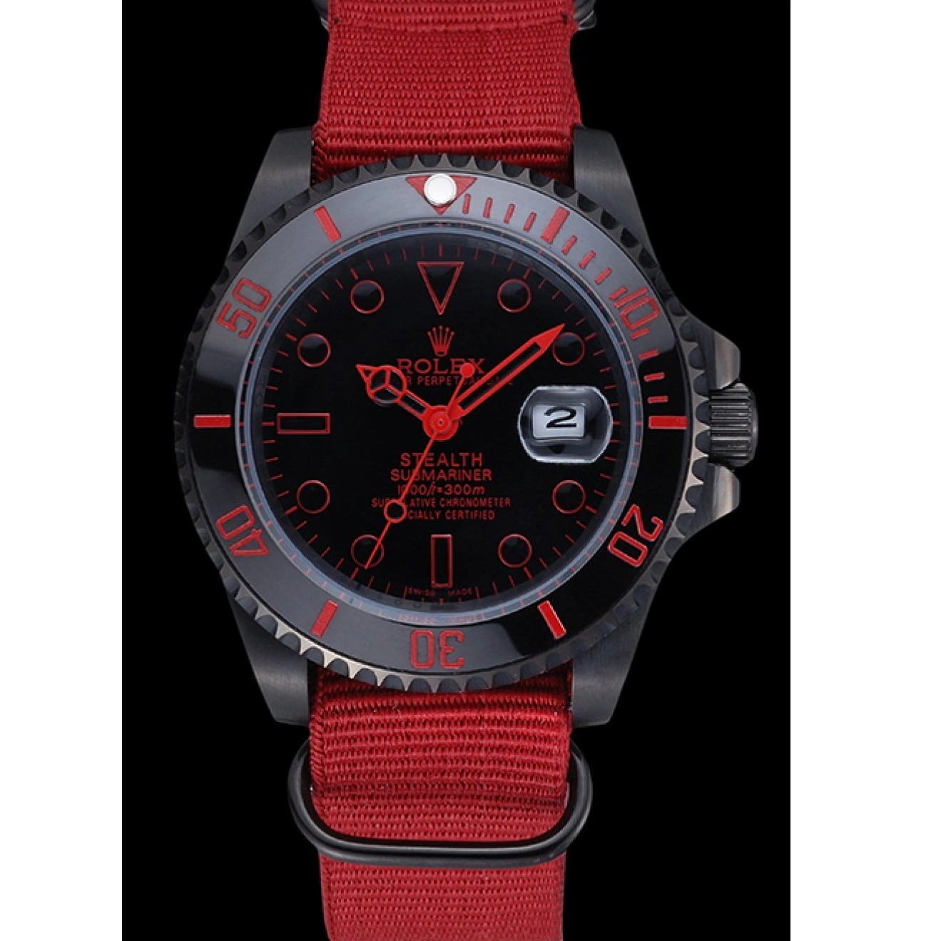 Aaa replica watch Nylon Stealth 622010 Submariner Red Rolex Strap 1014